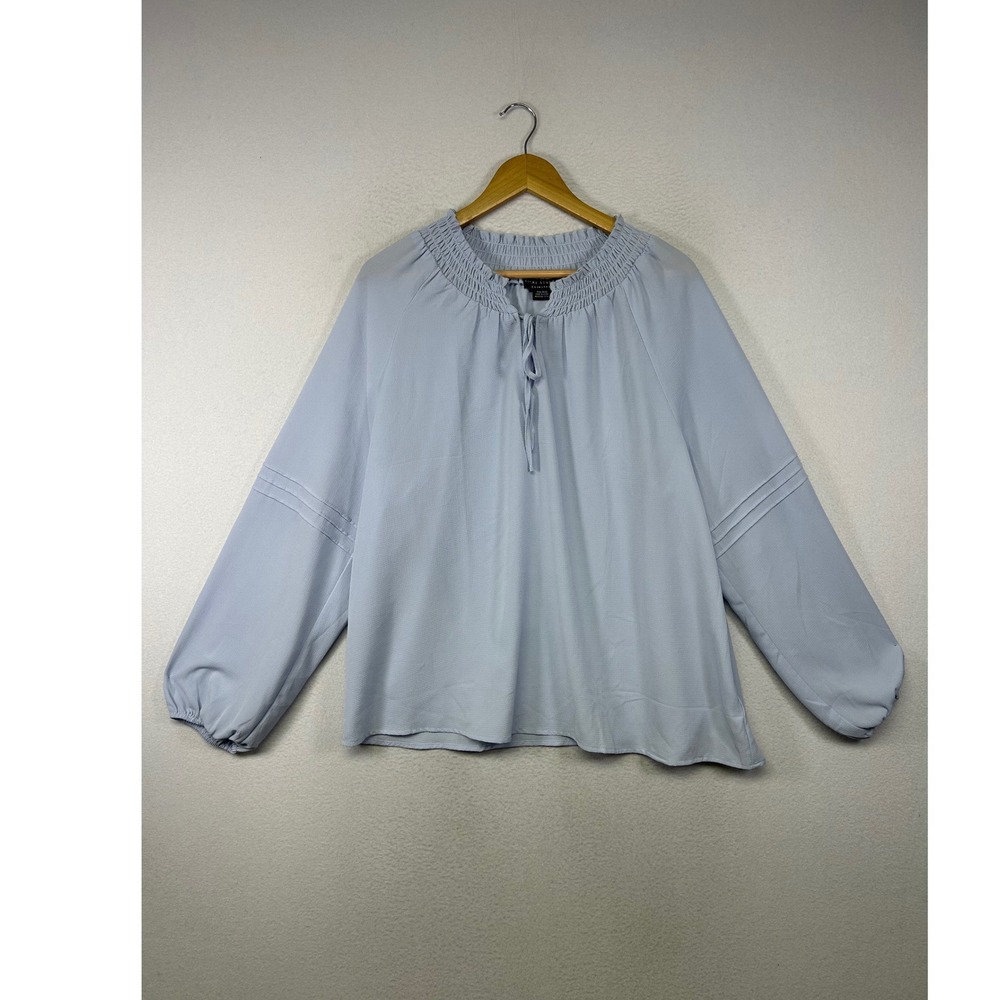 Boho‎ Social Standard by Sanctuary Women XXL Blue Smocked Neck Pintuck Blouse